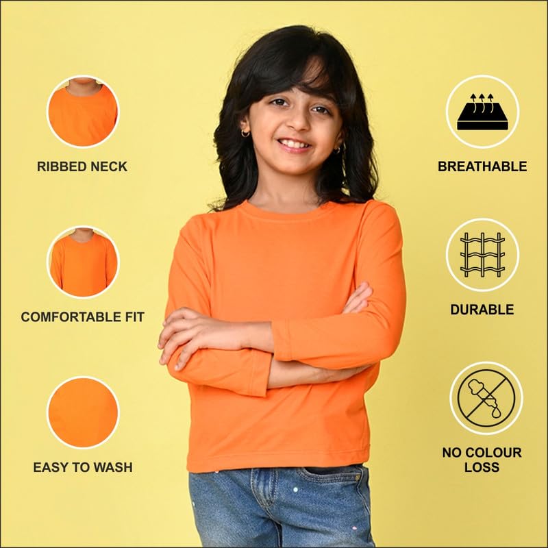 Image of Nusyl Girl's Solid Regular Fit T-Shirt