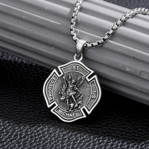 Collier St Michael en argent sterling 925 pendentif amulette chic - 2