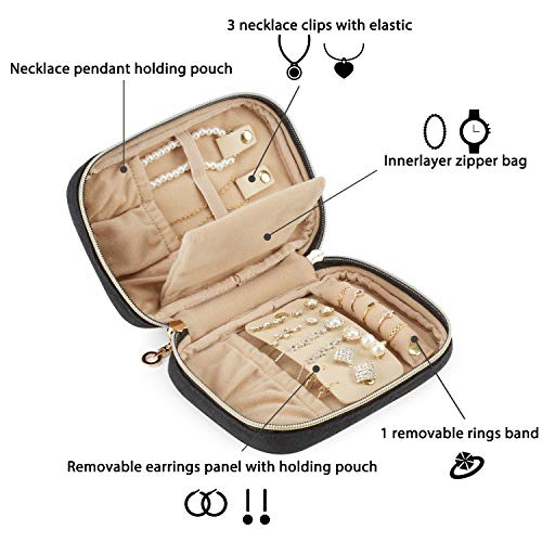 Image of BAGSMART Travel Jewelry Organizer Case Small Jewelry Roll, Black