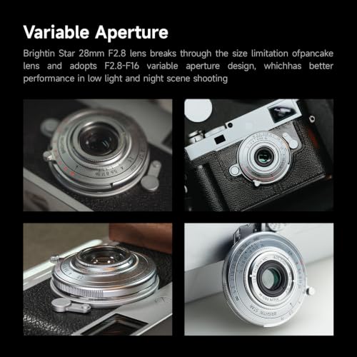Image of Brightin Star 28mm F2.8 Full Frame Manual Focus Lens for Leica-M Mount,Camera Lens Compatible with M2 M3 M4 M5 M6 M7 M8 M9 M9P M10 M262 M240 M240P M10P M10M(Silver)