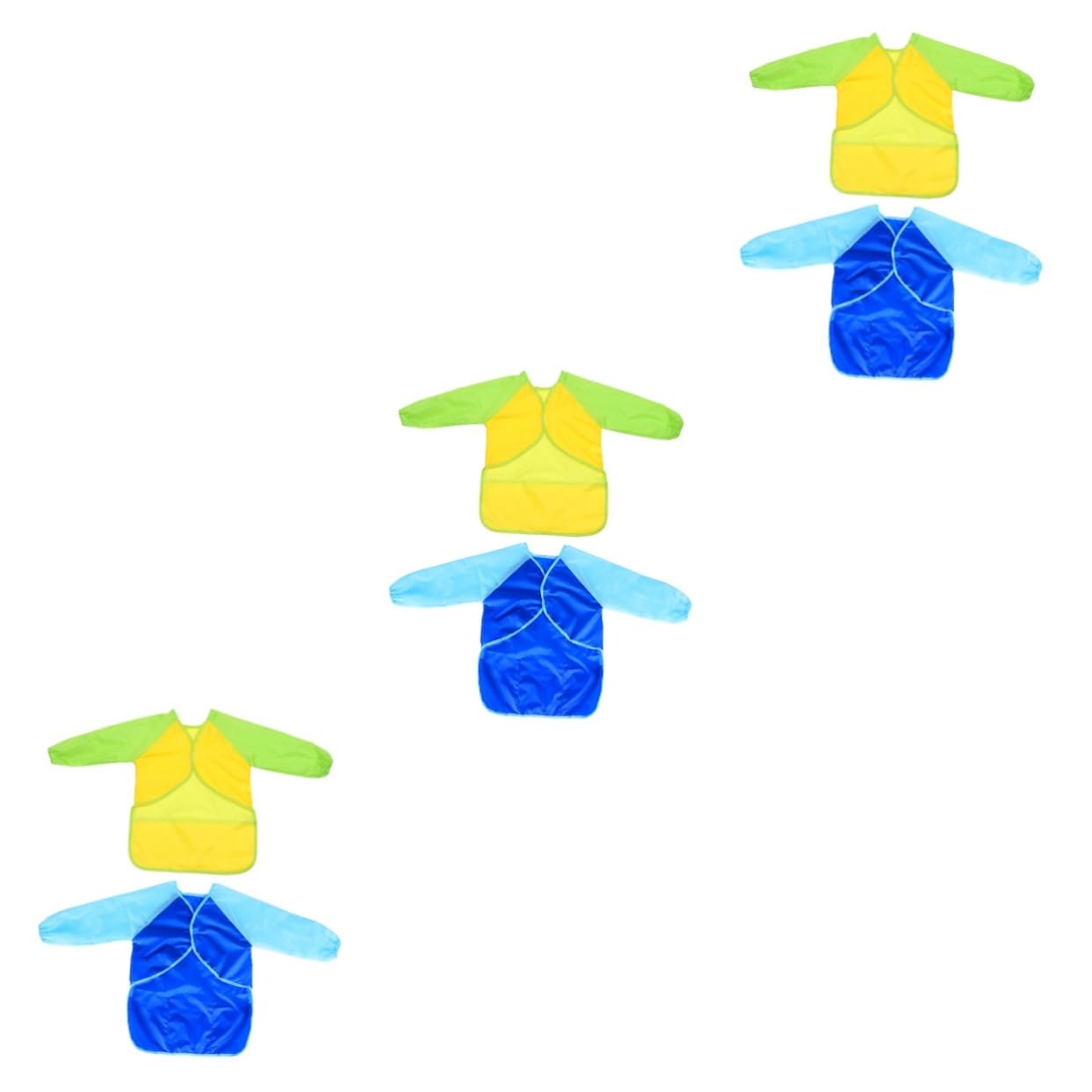 BESTonZON 6stücke Mädchen Malerschürzen Mit Ärmeln Und Pvc-beschichtet Malen Und Basteln Blau Und Gelb Praktisch Für Kreative Aktivitäten Und Schutz Vor Flecken