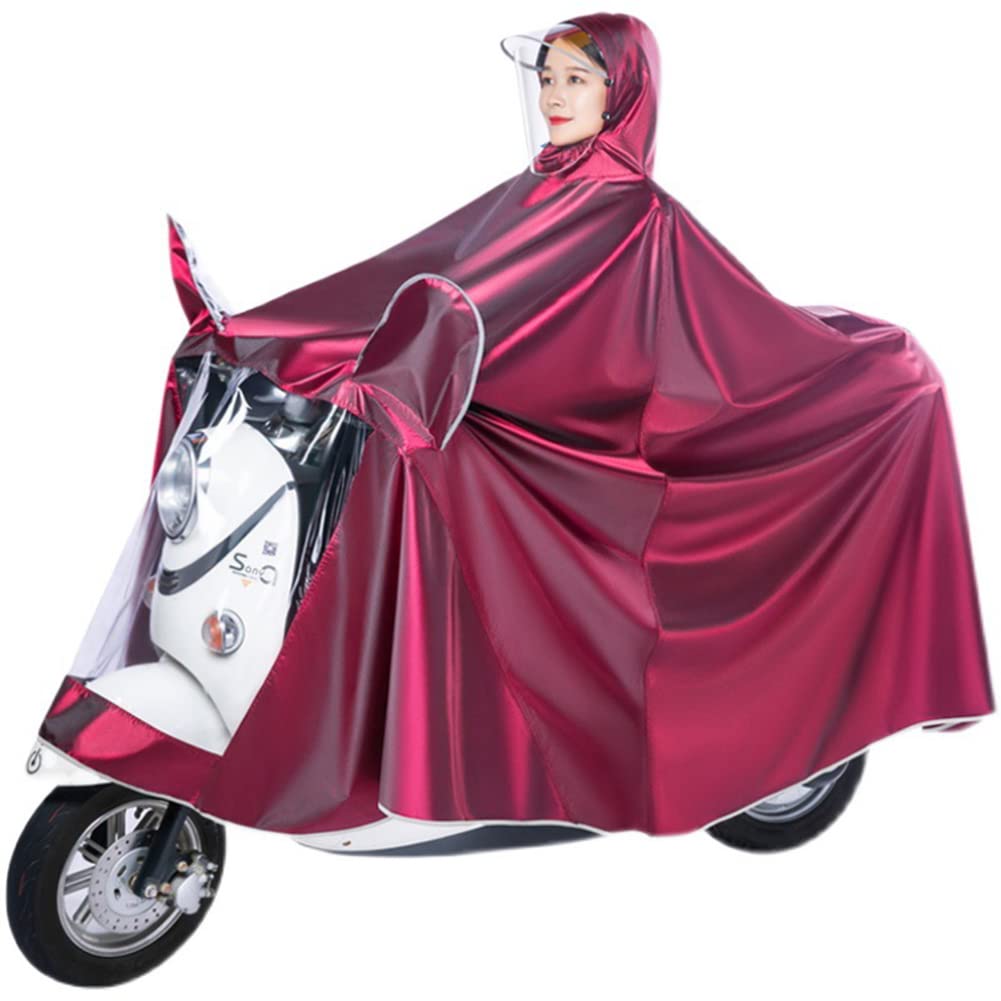 KFGISD, Poncho with Hood Rain Poncho Coat Jacket Reusable for Adults,Raincoats(Red,7XL single)