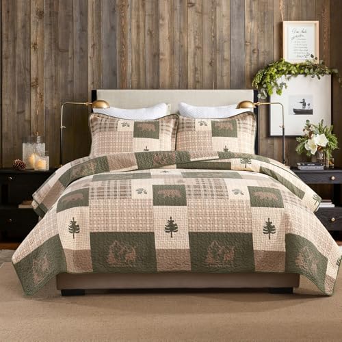 Image of Cabin Plaid Quilt King Size - 100% Cotton Western Bedding Set