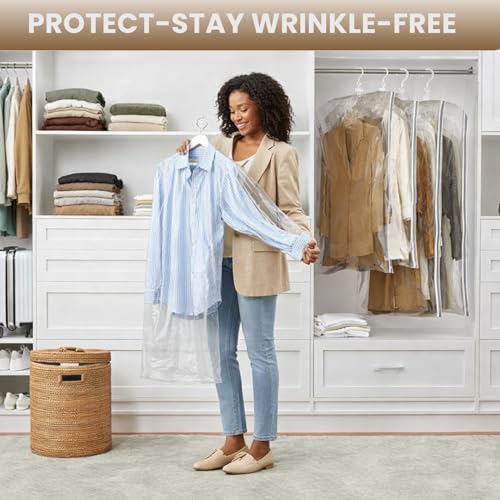 Image of enem Hanging Vacuum Bags For Clothes With Pump | Pack of 4 (2 Jumbo, 2 Large) | Travel Vacuum Bags For Clothes | Wardrobe Organizer For Storage | 1 Year Warranty from enem