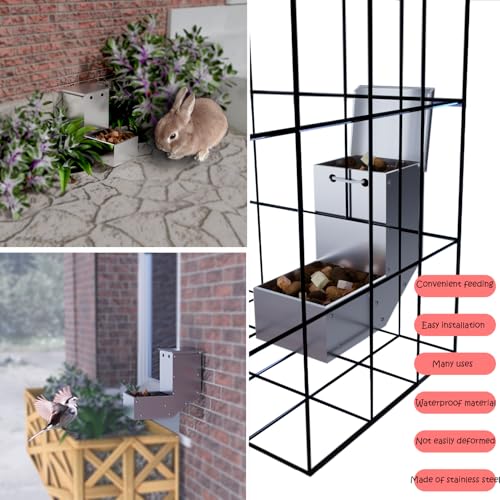 304 Edelstahl Automatischer Futterspender für Käfig Haustiere Schwerkraft-Futterstation für Kaninchen,Igelhaus, Vögel, Chinchilla Katzen, Frettchen und andere Kleintiere