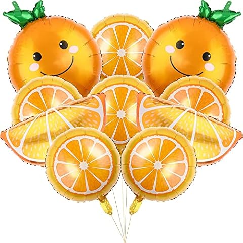 10 Pieces Orange Citrus Foil Balloon Cartoon Fruit Aluminum Foil Balloons Jumbo Birthday Tangerine Balloons for Little Cutie Baby Shower Summer Citrus Themed Boy Girl Birthday Party Decor Supplies Cover