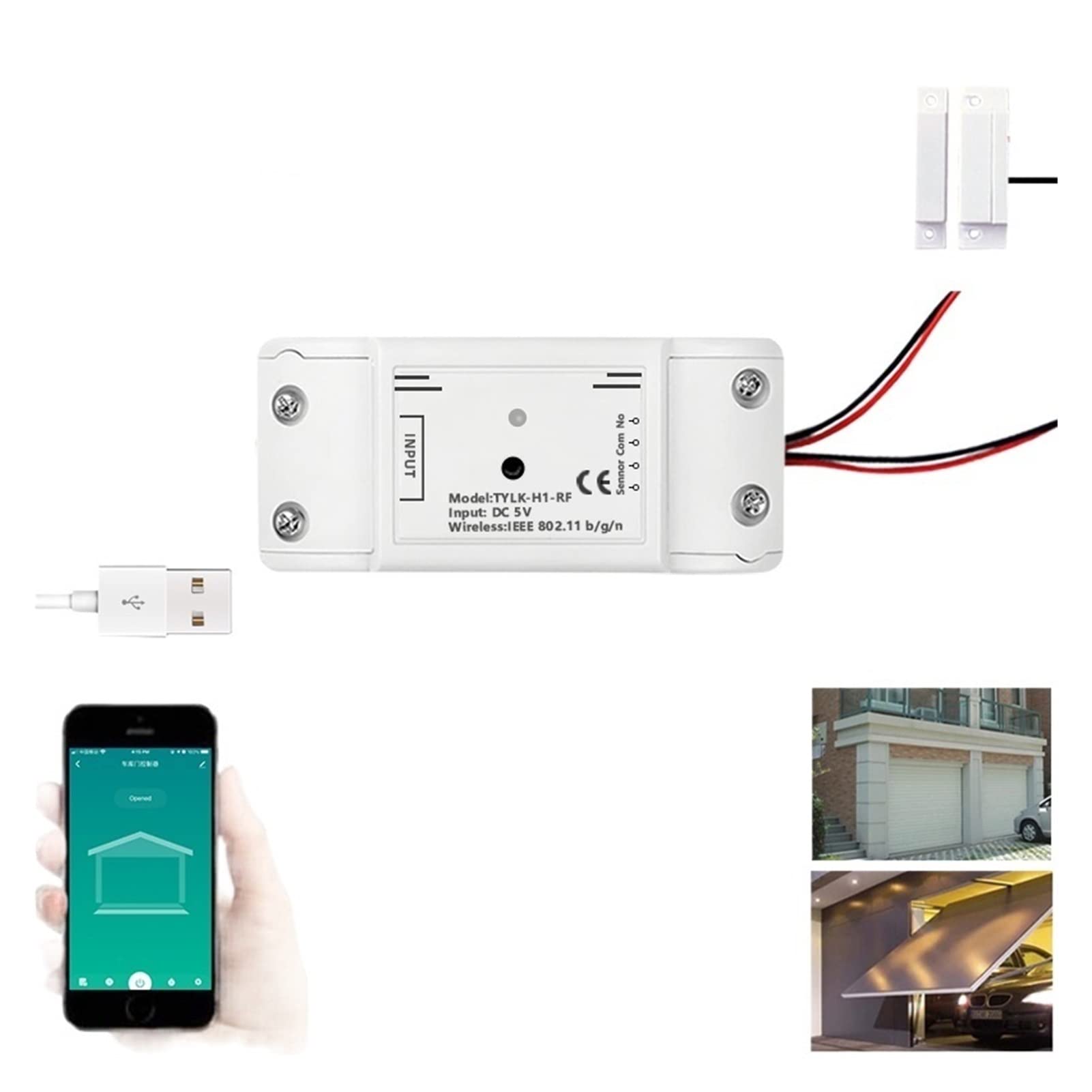 Controller per porta del garage WI-FI Controller apriporta for garage, timer, porta aperta/chiusura monitor, controllo vocale Tuya Smart life app Apri e chiudi facilmente la porta del garage(Size:Bu