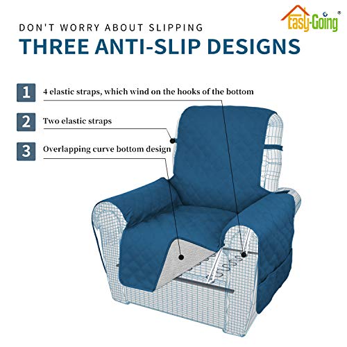 Image of Easy-Going Sofa Slipcover Waterproof Recliner Chair Cover Non-Slip Fabric Couch Cover for Living Room Washable Furniture Protector for Pets Kids Children Dog Cat (Recliner, Peacock Blue)