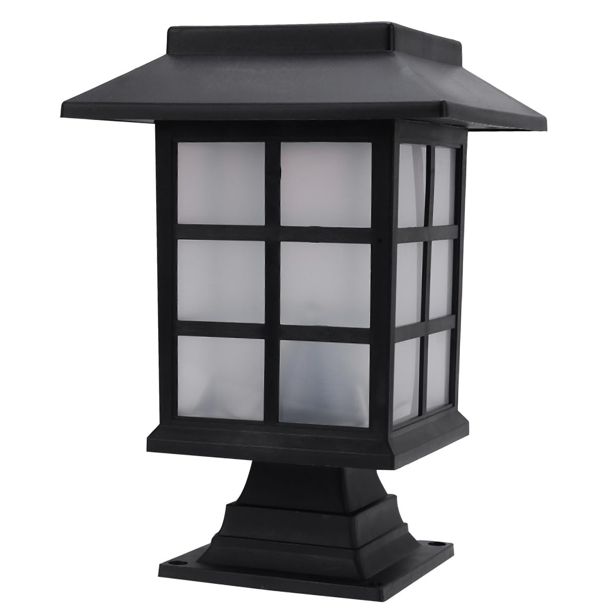 INOOMP Lampada Solare da Giardino LED per Pilastro, Nero, 2 Pezzi
