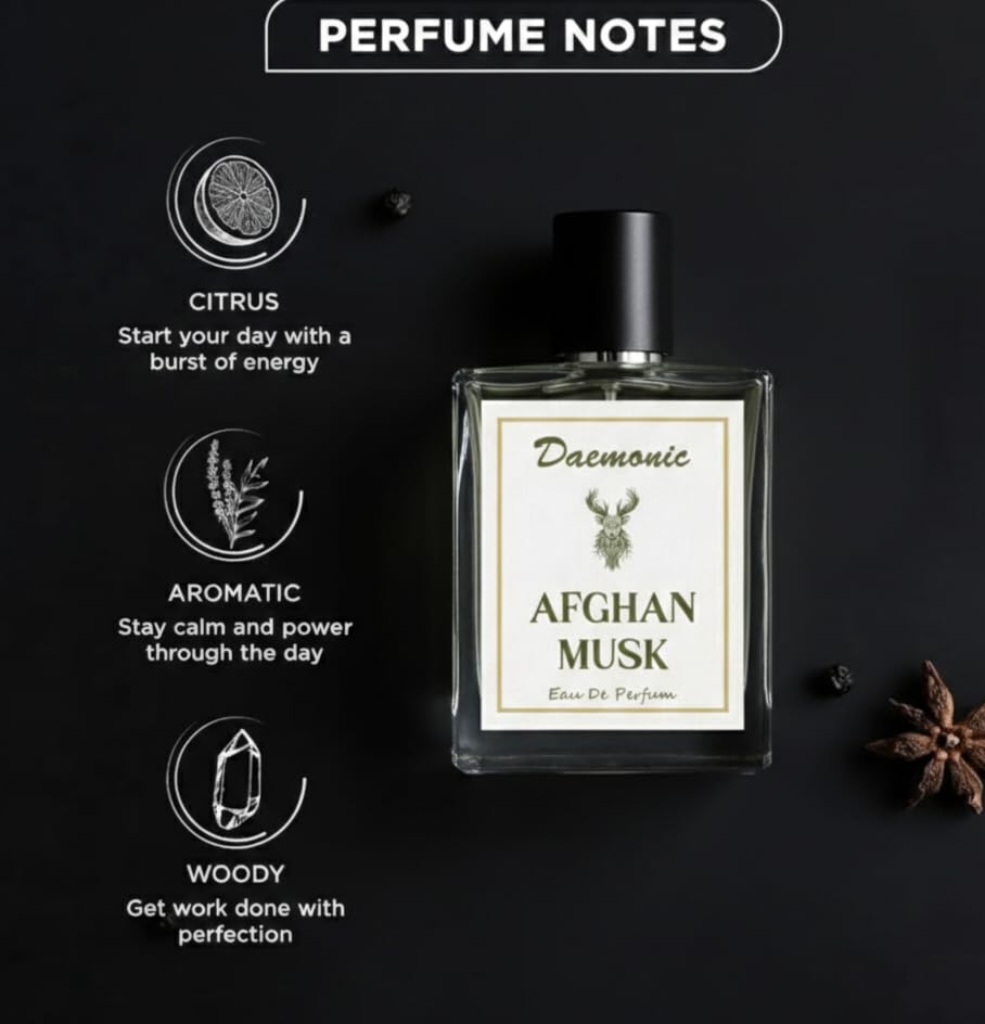 Image of Daemonic Afghan Musk Eau De Parfum 50ml - Long Lasting Oud & Patchouli Perfume for Men & Women | Woody Floral Musky Fragrance