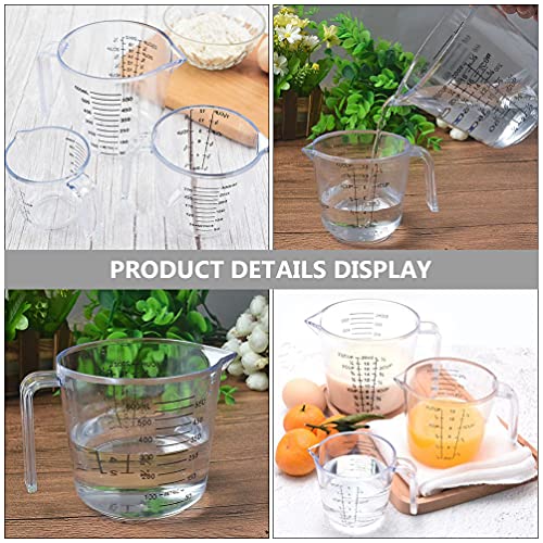 POPETPOP Measuring Cup Transparent Milk Jug: 3pcs Baking Scale Cups Spout Coffee Jugs for Liquid Baking, 15X12.5CM - Image 3