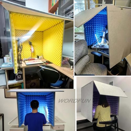 Cabina Portátil para Grabación WORDFUN, Cubierta de Aislamiento Acústico para Escritorio, Escudo Absorbente para Micrófono, Estudio de Grabación en Casa miniatura 7