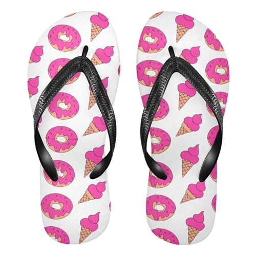 Burbuja Cute Pink Donuts Flip Flops for Women Men, Soft Thong Sandals Rubber Slippers for Pool Beach Essentials