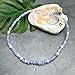 XL Pale Pastels Faceted Glass Bead Anklet on Elastic, Handmade Pink Lilac White Blue Design : Plus Size Extra Large 12 inches, 4mm Beads in Pretty Summer Colours