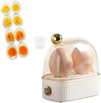 JQLLOJDS New Electric Hard Boiled Egg Maker Steamer,Rapid Egg Cooker Electric 2 Eggs Capacity,Timing Electric Egg Cooker, Detachable Egg Boiler Maker for Kitchen Gadgets White