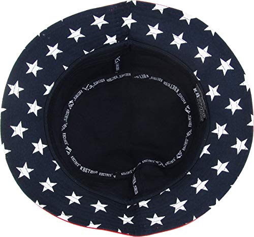 Kbm-021 Nav Flag Patriotic Stars And Stripes Floral Galaxy Leaf Aztec Tropical Print Bucket Hat Summer Boonie Cap #TOP5