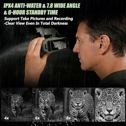 2026 New Compact 4K Night Vision Goggles with Rechargeable Battery,TF Card for Save Photo&Video,3 inch HD Display Screen Lightweight 10x Night Vision Binocular for Hunting Camping&Security-Green - Image 7