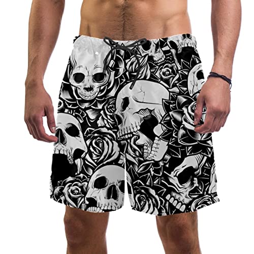 Short de bain homme Yuzheng à motif fleurs de crâne pour la plage