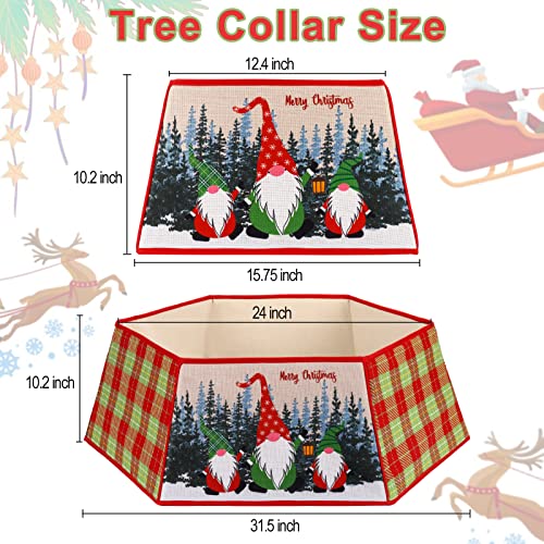 Hedaqi Foldable Christmas Tree Collar, 21 Inch Buffalo Plaid With Printed Gnome Pattern Tree Bottom Fabric Decoration Tree Skirt Square Base Stand Cover For Xmas Holiday Party Décor #TOP4