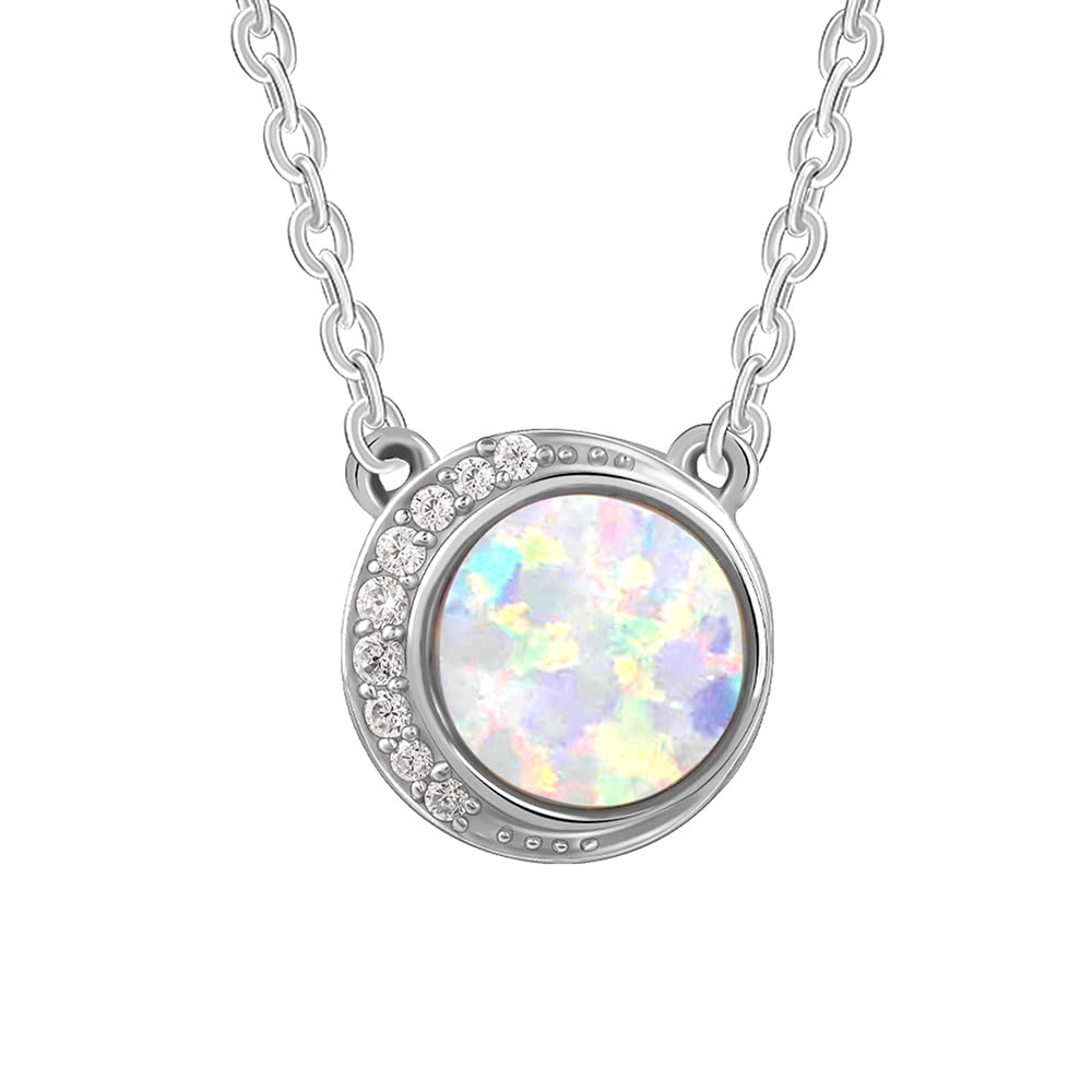 925 Silver Opal Moon Necklace| Pendant to Gift Women & Girls | With Certificate of Authenticity and 925 Stamp | 6 Months Warranty-image-34