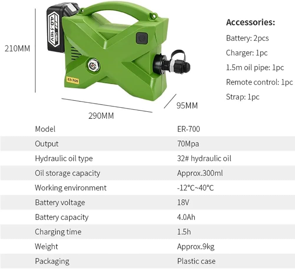 Pompa Idraulica Elettrica Portatile, Pompa Idraulica A Doppio Effetto da 70 Mpa E 10152 Psi con Cinghia, Telecomando da 10 M, Funziona con Punzonatrice/piegatrice/martinetto