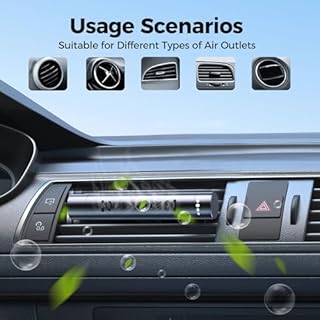 QECQEC 2pcs Car Air Freshener Diffuser Vent Clips，With 12 Odorless Refill Sticks,Essential Oil Car Diffuser Suitablefor:Car,Bathroom,OfficeScenario,Cloakroom,Bedrooms,Present (Black)