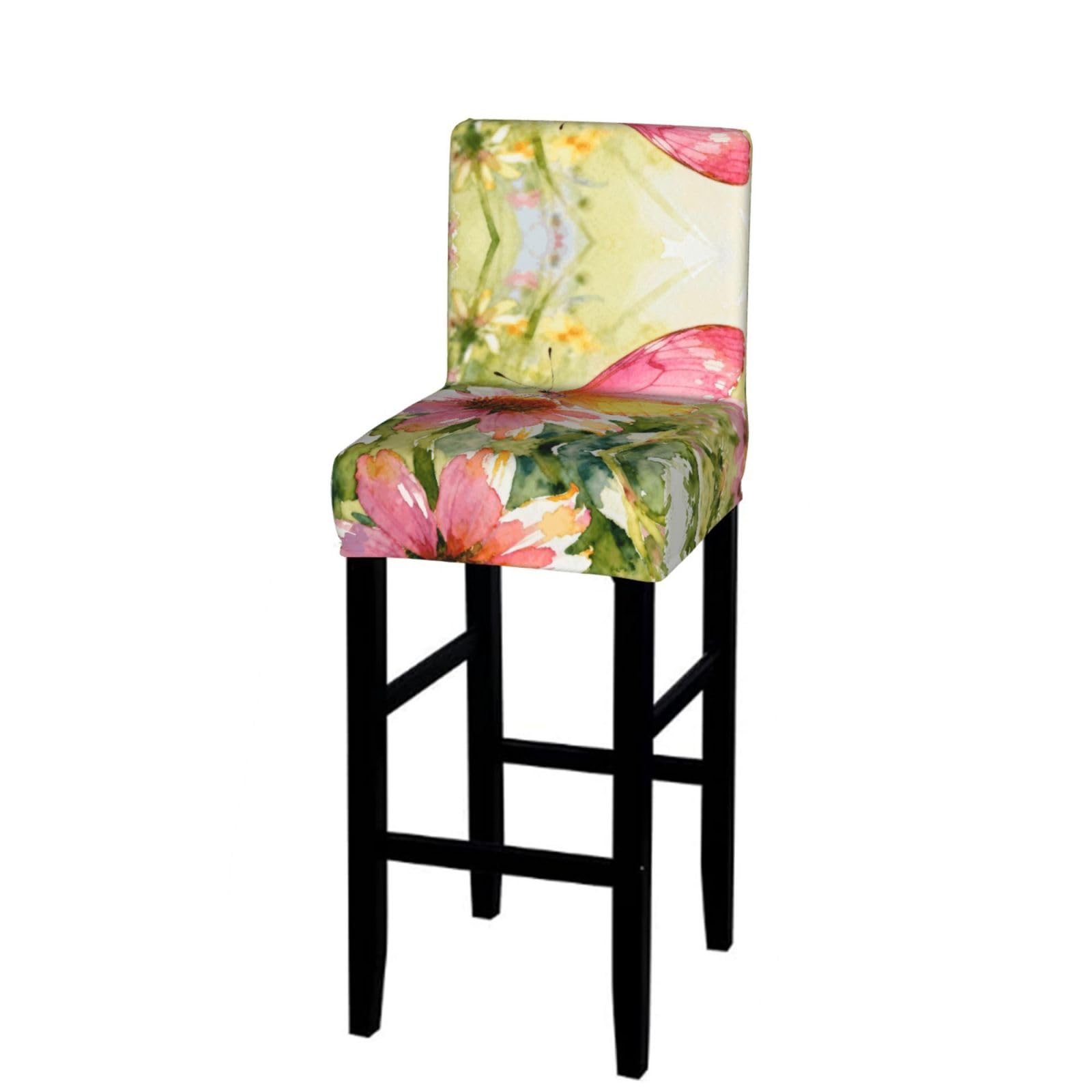 CNTDBU Butterflies and wildflowers Bar Stool Cover-Stretchy Chair Slipcover for Kitchen
