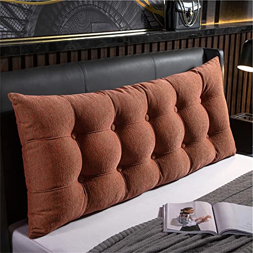 Almohada De Cuña para Cabecero, Tamaño King, Cojín Tapizado, Soporte para Lectura, Almohada De Cuña Grande, Almohadas Corporales, Almohadilla Lumbar para Cama, Sofá Cama, Orange 31.5/80cm