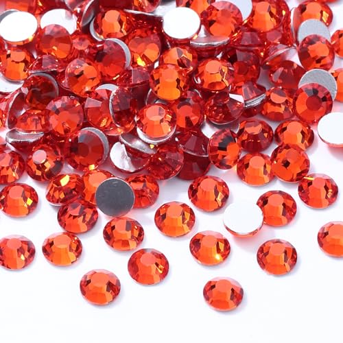 Image of Hyacinth Flatback Rhinestones, Glass Rhinestones for Nail Art and Craft, Glue Fix, Loose Crystal Gemstones(Orange, SS16, 2880pcs, 3.8-4.0mm)