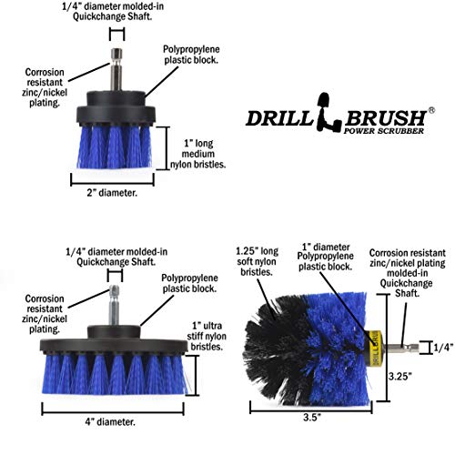 Image of Brush Drill Attachment Kit - Hot Tub Cleaner Brush - Pool Cleaner Brush | Cleaning Supplies - Drillbrush - Drill Brush Pads - Scrub Brush - Power Cleaning Brush - Rotary Drill Brush Cordless Scrubber