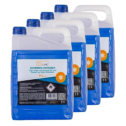 D.LINE Scheibenenteiser 5 Liter, löst sicher und schnell EIS und Raureif auf Allen Scheiben, NACHFÜLLKANISTER (4X 5 Liter)