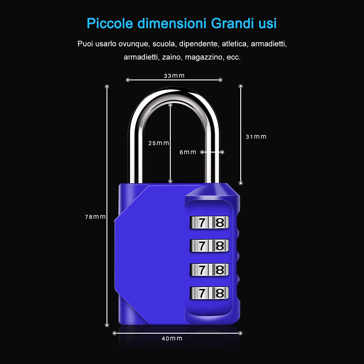 Lucchetto con Combinazione 4 Cifre, [Ultima Versione] Diyife Impermeabile per Esterno Serrature Per Zaini, Armadietto, Palestra,Blu