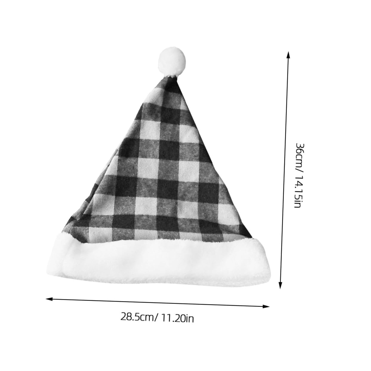 NUOBESTY Bonnet de Père Noël Unisexe Léger en Tissu à Carreaux Noir et Blanc Chapeau de Noël Décoratif Classique Accessoire de Fête pour Costumes