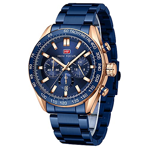 Montre homme luxe dorée à quartz en acier avec strass élégants