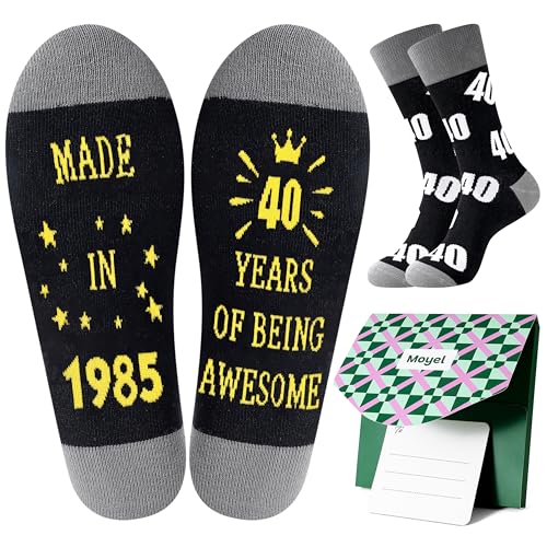 Moyel 40th Birthday Gifts for Men 1985 Funny Socks Mens 9-11 Mens 40th Birthday Gift Ideas 1985 Gifts for Men Funny And Unusual 40th Gifts for Dad Husband Son