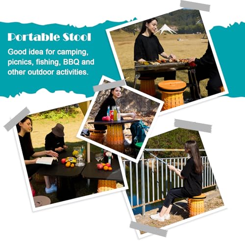Image of Spisces Upgraded Collapsible Stool with Cushion, 1000 lbs Capacity & 19.7-in High, Wider & Taller Heavy Duty Portable Telescoping Foldable Seat for Adults Camping, Travel, Music Festivals, Outdoors