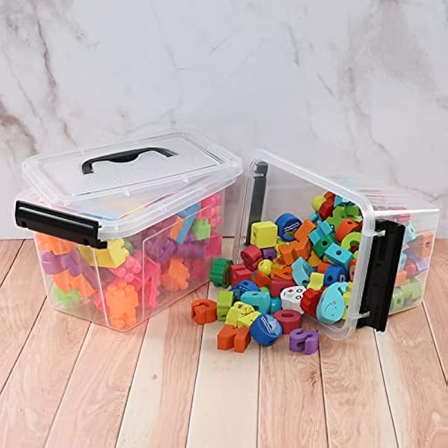 Ramddy 3.5 Quart Small Plastic Storage Box with Handles, 6 Packs Clear Latching Bin with Lid