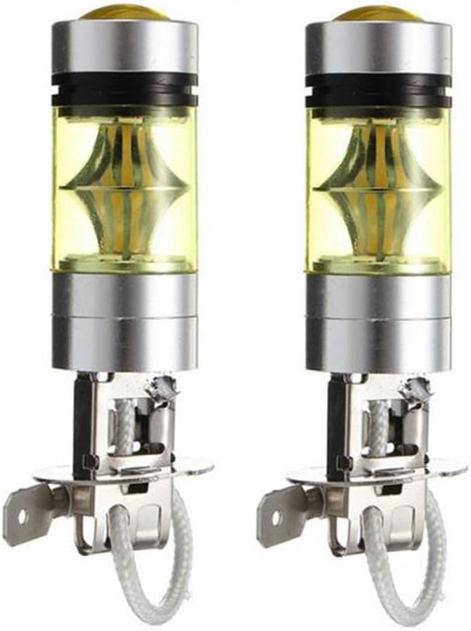 CALANDIS® 2Pcs Car H3 100W Fog Light Yellow 2323 Led Drl Projector Lamp Bulb 4300K