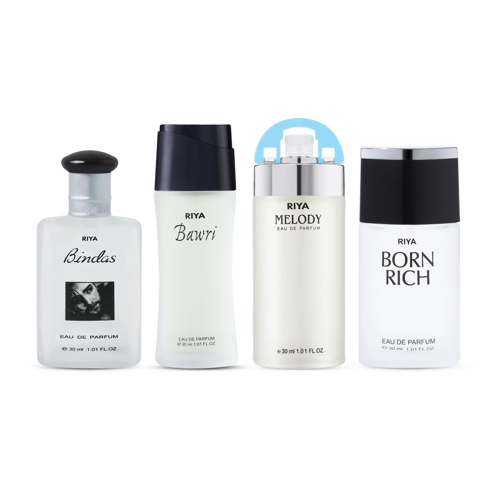 - Melody, Born Rich, Bindas & Bawri Eau De Parfum Spray | Long Lasting Fragrance | Morning Fresh Feeling Perfume | 30ML (Pack of 4)