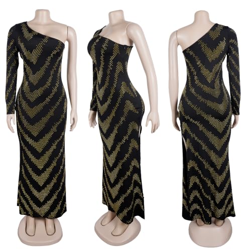 Image of PORRCEY Women's Sexy Rhinestone Mesh See Through Party Night Prom Dress