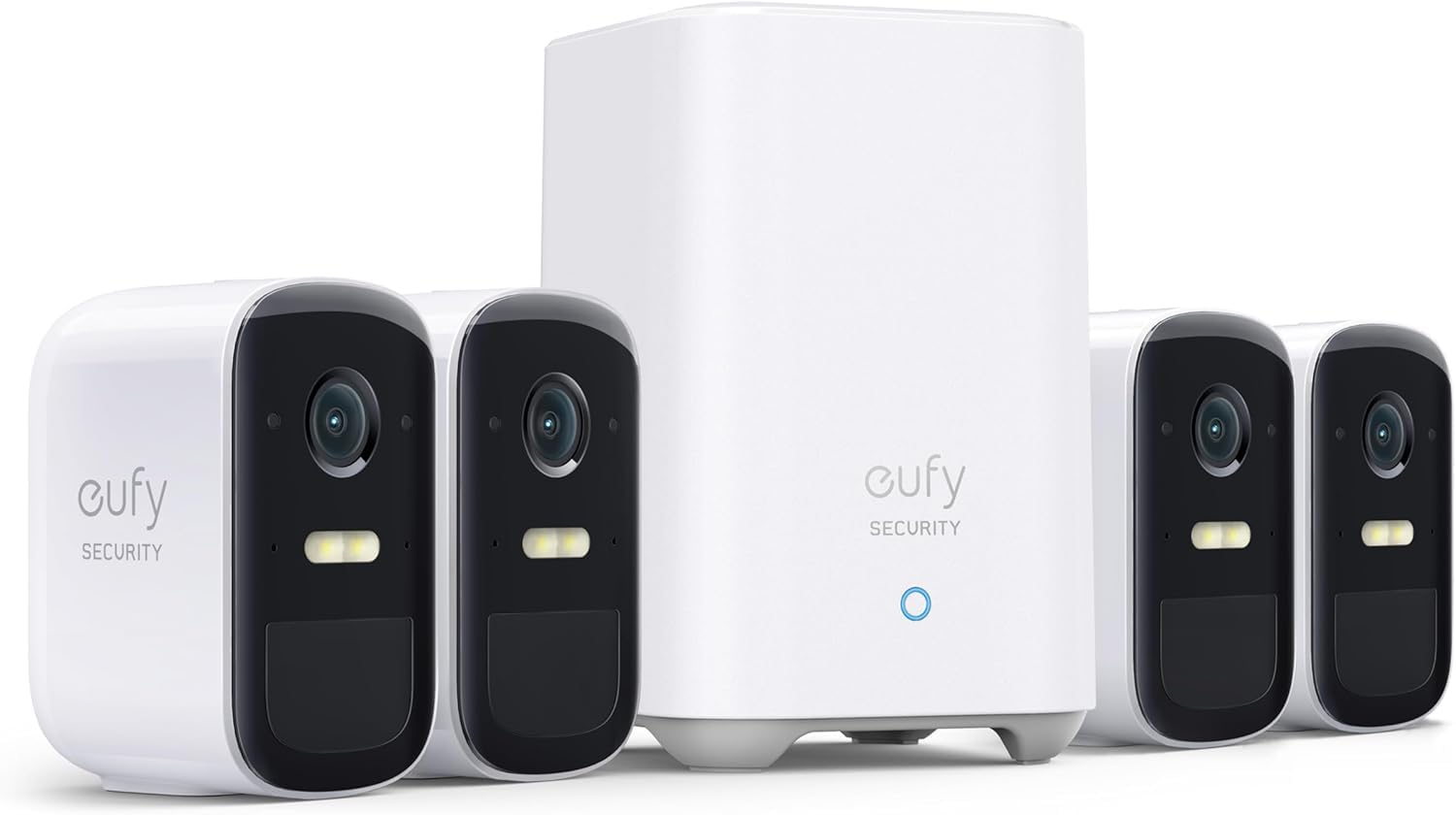 eufy Security eufyCam 2C Pro, Camara vigilancia WiFi Exterior, Camara de vigilancia Exterior,180 días de duración de la batería, 2K resolución, nessun Costo mensile, Conjunto de Cuatro cámaras