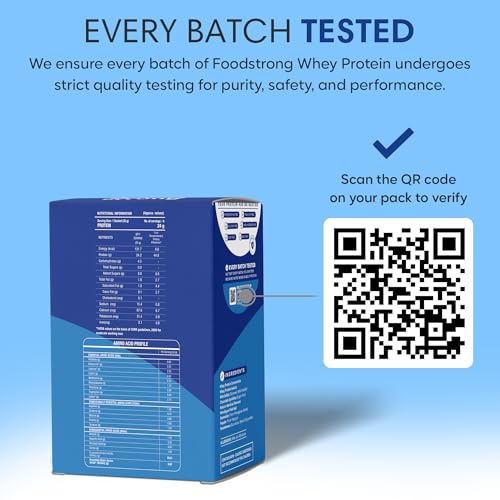 Image of Foodstrong Whey Protein Powder (Concentrate + Isolate), 100% Hormone Free Grass-Fed Whey, 24G Protein & 6.6G BCAA, Cookies & Cream, With Turmeric & Digestive Enzymes, 210G
