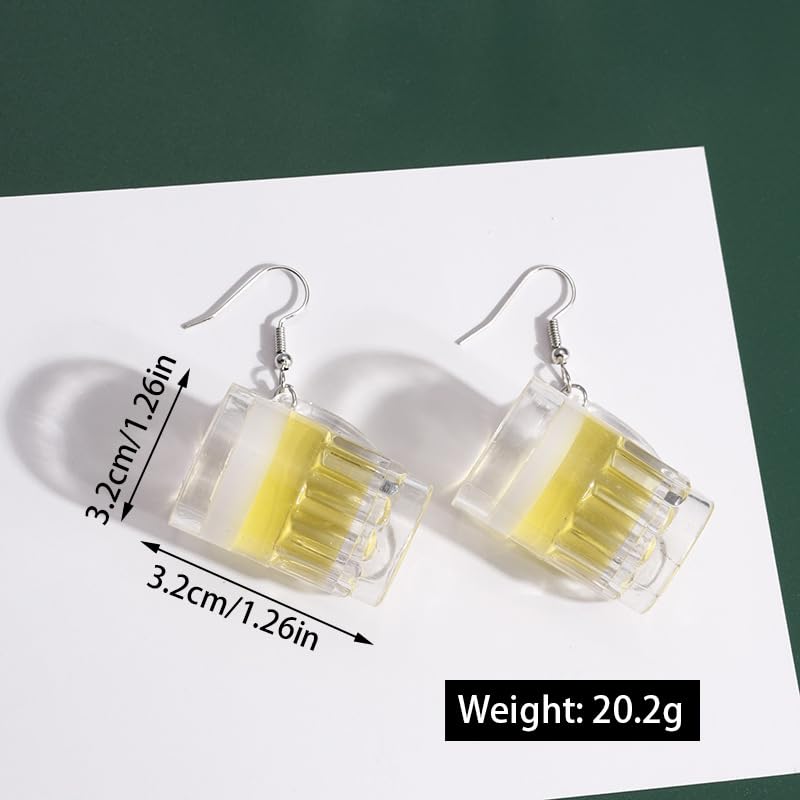 Cute Beer Mug Dangle Dangle Earrings 3D Beer Mug Bubble Funny Earrings for Women Beer Drink Lover Party Play Earrings2