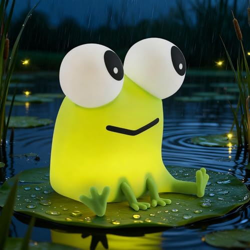 Gemmac Veilleuse Grenouille Rechargeable en Silicone Tactile Lumière d'Allaitement Dimmable Fonction 7 couleurs Minuterie Lampe Chevet Grenouille Mignonne Cadeau Portable pour Adults Deco Chambre
