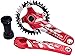 Fahrrad MTB Kurbelgarnitur,170mm Aluminiumlegierung Integral Einzelgeschwindigkeit ??Kurbelarm 170mm 104BCD MTB Fahrradkurbel mit Tretlager 32T 34T 36T 38T Kettenblatt für MTB (36T rotes Set)