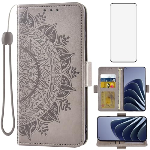 Coque OnePlus 10 Pro en verre trempé Asuwish avec rabat magnétique et porte-carte