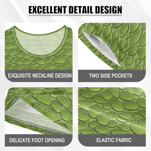 ALAZA Green Crocodile Animal Pajamas Set Short Sleeve Cotton Sleepwear Summer Pjs 2 Piece 5-14Y4