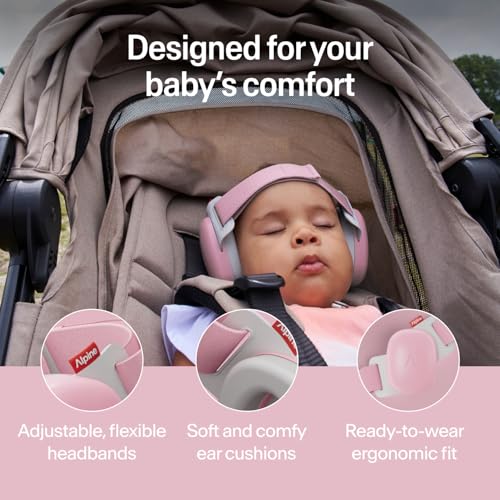 Image of Alpine Muffy Baby Comfort - Protects Hearing for Babies and Toddlers - CE & ANSI Certified - Headband for Safe fit & Comfort - Adjustable for Ages 3-48 Months - 24dB Sound Reduction, Pink