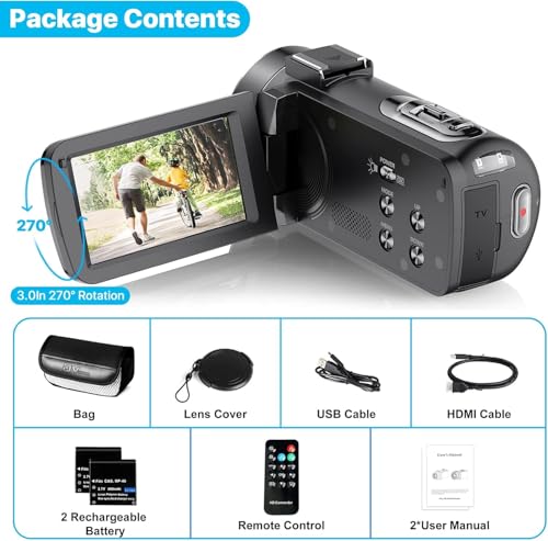 Ficha técnica Reescribe IXNAIQY Videocámara Digital 1080P 36MP Cámara Vlogging con IR Visión Nocturna 16X Zoom Digital Cámara de Vídeo con 3.0 Pantalla Táctil 270 Rotativo Camcorder con Control Remoto 2 Baterías - Fernando Cortés Ficha técnica Reescribe IXNAIQY Videocámara Digital 1080P 36MP Cámara Vlogging con IR Visión Nocturna 16X Zoom Digital Cámara de Vídeo con 3.0 Pantalla Táctil 270 Rotativo Camcorder con Control Remoto 2 Baterías - Fernando Cortés