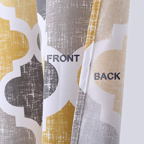 Haperlare Quatrefoil Pattern Valance Curtains for Kitchen Cafe Curtains, Tile Print Bathroom Window Curtains, Multi Color Window Treatment, 56" x 15", Yellow/Grey - Thumbnail 3